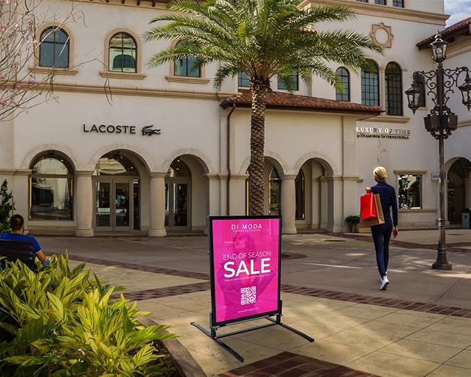 Displays2go 30 x 40 Inch Sidewalk Sign, Waterproof, Snap Frame, Spring Base, 2 Sided, Black (OWS3040B)