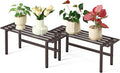2 Pack Metal Plant Stand Outdoor Plant Shelf Indoor,1 Tier Heavy Duty Plant Stands for Multiple Plants,26" L x 10.12" H x 8.75" W,Coffee