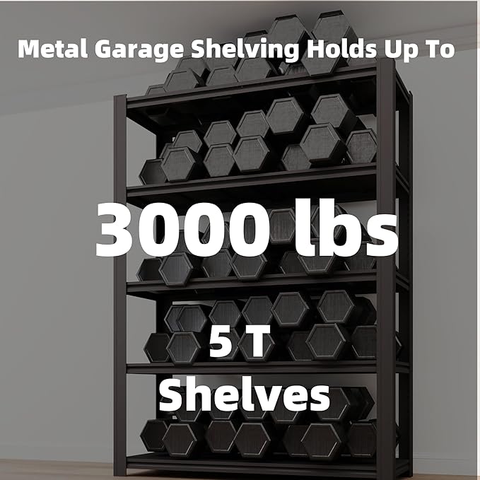 5-Tier 55" W x 24" D x 84" H Garage Shelving 3500LBS Storage Shelves Heavy Duty Metal Shelf Unit Adjustable Basement Industrial Storage Racks (84 * 55 * 24)