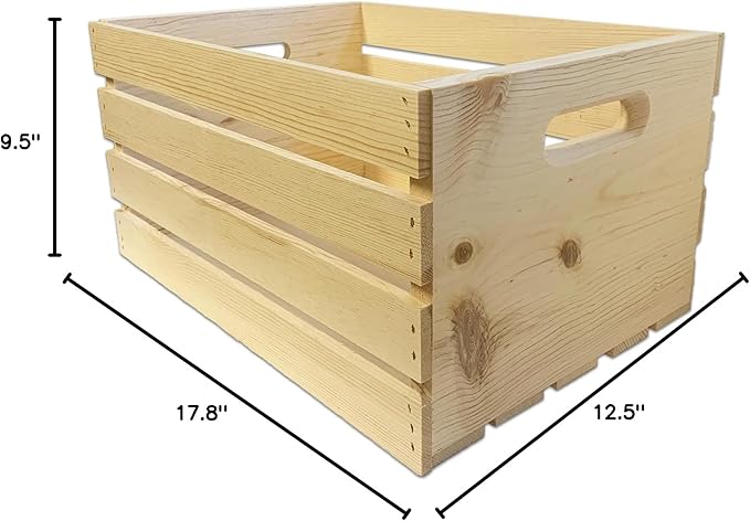 Wilson Large Wooden Pine Crate for Storage and Decoration at Home, Office, Kitchen, Bedroom, and Retail (12.5"x9.625"x17.875") (Set of 6) (6)