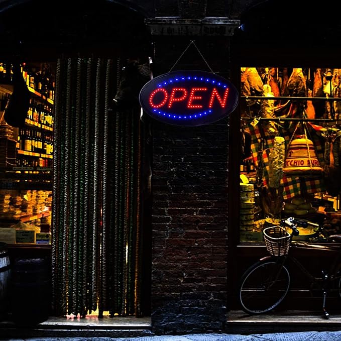 KEBE LED Open Signs for Business, Ultra Bright High Visibility Advertisement Board Electric Display Sign for Bar Hotel Shop Window Glass Door, 19"x10"