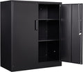 SISESOL Metal Storage Cabinet Locked Steel Cabinet with 2 Adjustable Shelves,Office Cabinet Locking Tool Cabinets,Kitchen Storage Cabinets Metal Locker Small Counter Height Storage Cupboard 36" H