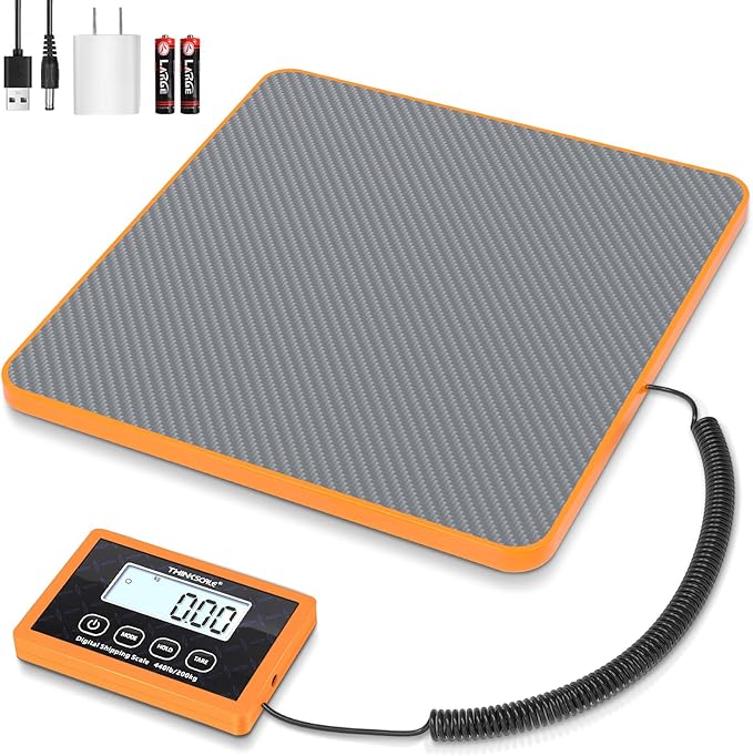 THINKSCALE Shipping Scale, 10g Precision Postal Scale - 440lb Capacity, Lightweight Postage Scale for Packages, Luggage, Mail, Ecommerce, Warehouse & Home, Battery & AC Adapter Included