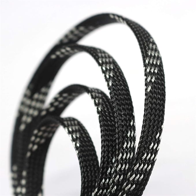 30ft PET Expandable Sleeving Wire Cable Sleeve (2/5", Silver&Black)