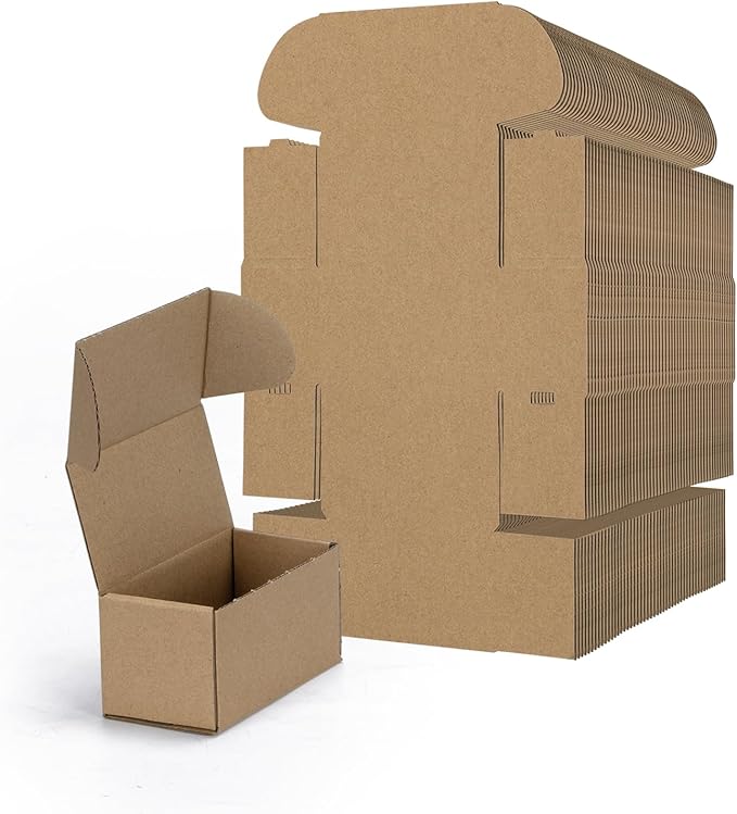 RLAVBL 4.6x2.2x2.2 Small Shipping Boxes Set of 100, Brown Corrugated Cardboard Box, Mailer Box