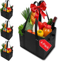 BAG-THAT! 4pk Reusable Grocery Bags Shopping Bags Tote Box Large Heavy Duty Groceries Bag Handles Foldable Reinforced Bottom (Black)