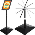 8.5"x11" Pedestal Poster Holder Stand with Heavy Duty Solid Steel Base, Adjustable Floor Standing Sign Holder for Vertical and Horizontal View, Super Stable Display, Black