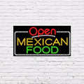 LED Mexican Food Open Sign for Retail Business Displays | Advertising Electronic Light Up Sign for Windows Walls | 17"h x 31"w x 2"d