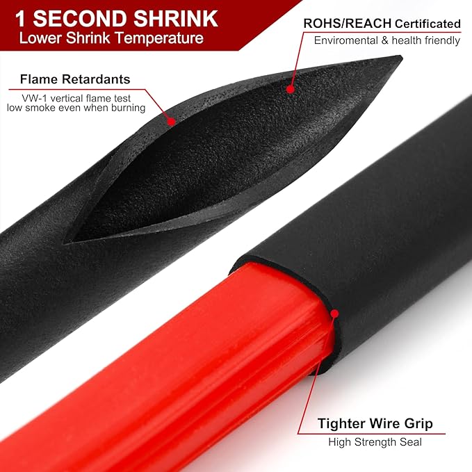 Chanzon 2:1 Ratio - 80Ft Roll - 3/32" (2.5mm) Heat Shrink Tubing 2:1(25M Total Length) Red Polyolefin Sleeving Wrap Shrinking 2 to 1 1pcs
