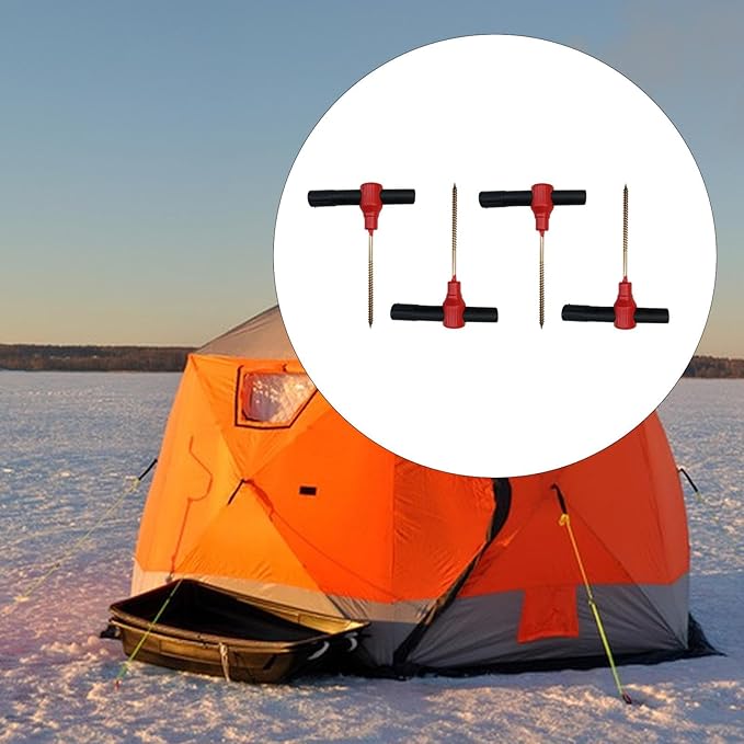 4X Tent Stakes Ice Fishing Shelter Nails Universal Accessories Windproof Ice Anchors Tent Nails for Canopies Outdoor Winter