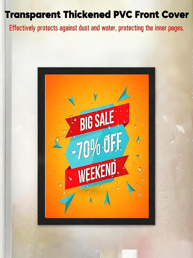 Magnetic Sign Holder 8.5 x 11 Wall Mount, Self Adhesive Display Picture Frames with Strong Magnetic Border and Clear PVC, Document Poster Paper Holder for Home Office Store (16 Pack, Black, 8.5X11)