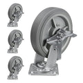 8'' × 2'' Caster Wheels, Heavy Duty Industrial Casters Set of 4 Rubber Wheels, Load 4000lbs Capacity, Swivel Caster for Cart Dolly Toolbox Trolley (4 Brake)