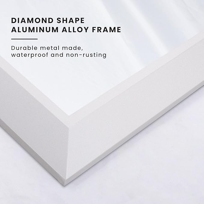 Amorho Bathroom Mirror, 55x40 Inch White Framed Bathroom Mirrors for Over Sink, Wall-Mounted Mirrors for Bedroom, Living Room, Entryway(Horizontal/Vertical).