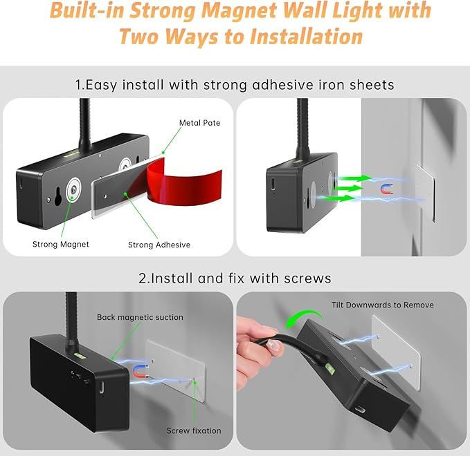 Lightbiz Picture Light 2 Pcs, 15.35inch 5400mAh Rechargeable Picture Lights for Wall Battery Operated Wall Lights with Remote, 3 Colors Paintings Light Dimmable Art Light for Artwork, Gallery (Black)
