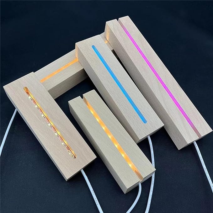 7.08 inch Rectangle Display Pedestal, Colorful Rectangle Led Lights Display Base, Crystal Wooden Lighted Base Stand for Acrylic, Crystal, Night Light, Glass Resin Art