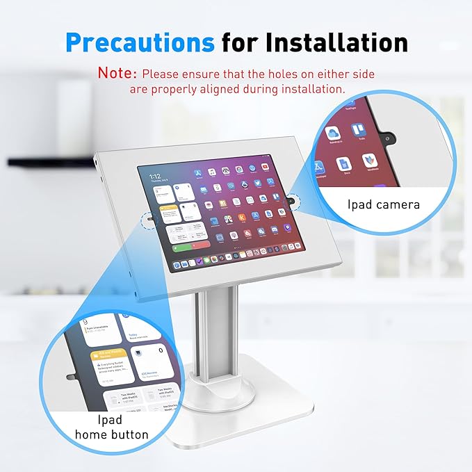 AboveTEK Anti-Theft iPad Kiosk Stand – POS iPad Security Stand & Locking Tablet Holder – Heavy Duty Base, 360° Swivel, 75° Tilt Bracket – Perfect for Retail Business (White)