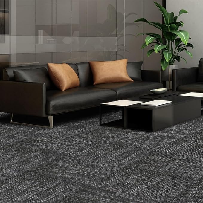 Carpet Tiles 24"x 24" 18PCS Non-Slip Soft Floor Carpet for Office, Bedroom, Living Room, Kitchen, Garage,Easy DIY Installation Seamless Floor Tiles Rug,Grey