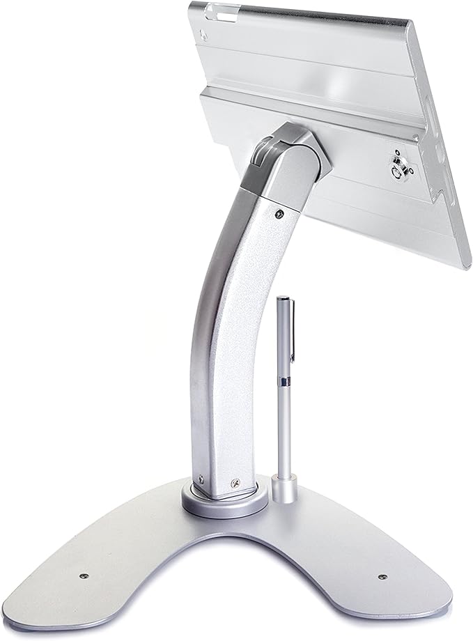Dual Kiosk Stand- CTA Aluminum Stand with Locking Case and Cable. 360-Degree Rotating Base. Enclosure Designed for iPad mini Generations 1-5 with Access to all Ports and Buttons, Silver (PAD-ASKM)