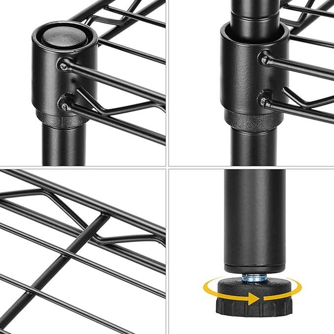 Standing Shelving Units, 36" W x 14" D x 59" H Metal Storage Shelves, Adjustable Carbon Steel Wire Shelving Rack Display Shelf for Garage Bathroom Kitchen Home Office (4-Tiers, Black)