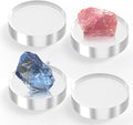 Acrylic Blocks 3 X 3 X 1 Inch 4 Pcs Acrylic Base Stand for Display Clear Block Round Riser Display Stands Pedestal Polished Cube for Jewelry trophy Props Collection Ring