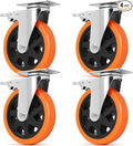 W B D WEIBIDA 6 inch Caster Wheels with Dual Locking, Casters Set of 4 Heavy Duty of 2400lbs, Premium Polyurethane No Noise Wheels for Cart, Workbench and Furniture