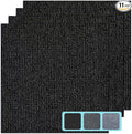 Carpet Tile 24” X 24” Self Adhesive Carpet Floor Tiles Anti-Slip Reusable Carpet Squares Peel and Stick Carpet Floor Tile Easy Install DIY for Bedroom Living Room (11, Black)