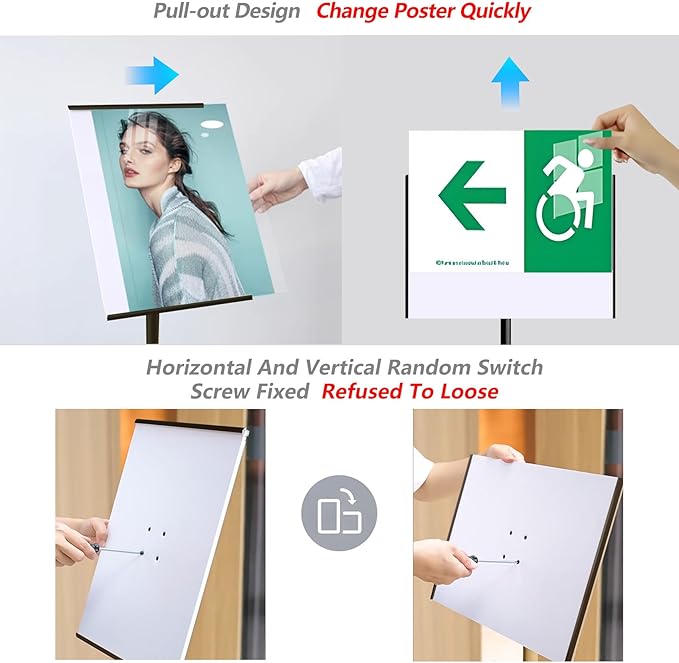 Adjustable Pedestal Floor Standing Sign Holder Stand,Outdoor Indoor Standing Display Poster Holder Stand For Businesses,Advertising,Menu,Guide signs A3(11.7x16.5in)-Black