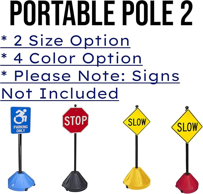 Tip-n-Roll Portable Pole 2 Sign Holder | 18"w x 12"h Wheeled Base | Black Base | 48”h Pole (PP2)