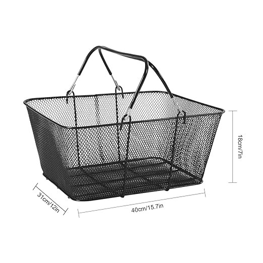 12PCS Wire Shopping Basket Set,Black Metal Shopping Basket with Handles,Portable Wire Mesh Shopping Basket Set for Stores Shopping