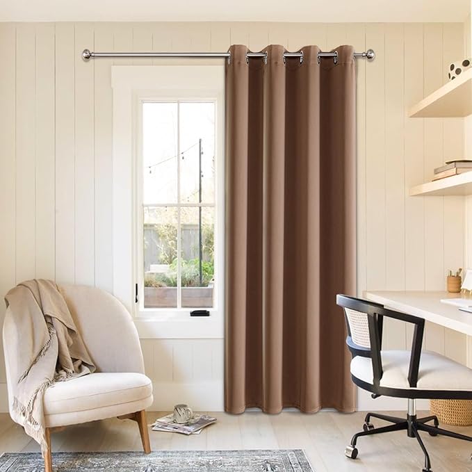 ChrisDowa Blackout Curtains 90 Inches Long for Living Room, Grommet Thermal Insulated Room Darkening Curtains for Bedroom (1 Panel Set, Cappuccino, 52W x 90L)