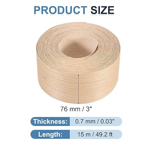PATIKIL Red Oak Edge Banding, 3 in x 49.2 ft Wood Veneer Tape, Pre-glued Flexible