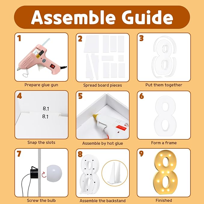imprsv 4FT Light Up Numbers Letters, Marquee Numbers for 80th Birthday Decorations Anniversary Party Decor Pre-Cut Foam Board Kit