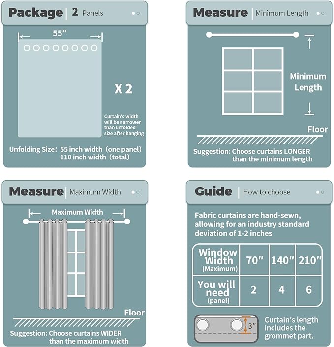 BGment Blackout Curtains for Bedroom - Grommet Thermal Insulated Room Darkening Curtains for Living Room, Set of 2 Panels, Each 55 x 69 Inch, Dark Grey