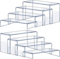 Acrylic Risers 8 Pcs – Clear Rectangular Display for Perfume Organizer, Figures, Jewelry, Dessert Table & Cupcake, 4 Sizes (7", 8", 9")