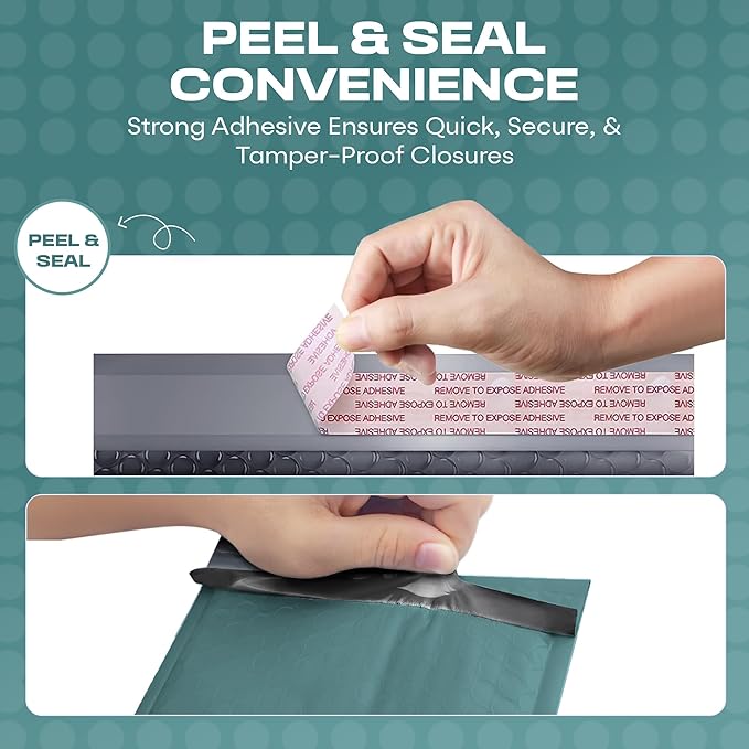 Green Poly Bubble Mailers 8.5x12 inch #2 | Self Seal Padded Envelopes | Cushioned Bubble Mailer | Usable Size 8.5x11 | Water Proof | Lightweight mailing Shipping Bags | 100 Pack Bulk