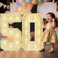 Marquee Light Up Numbers: 3FT Large Decorative Letters Signs for Party Decorations Baby Shower Birthday Wedding Engagement Anniversary, 3 Feet Tall Pre-Cut DIY Foamboard Number 50 - Easy to Assemble