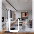 HOOEN Extra Wide Baby Gate for Doorways Stairs White Pressure Mounted Baby Gate Walk Through Child Gates for Kids or Pets Indoor Safety Gates 71.5-76.38 Inch