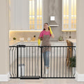 HOOEN 30" Tall Extra Wide Baby Gate for Doorways Stairs 62 to 67 Inch Large Long Pressure Monuted Dog Gate Black Tension Baby Gate Walk Through Safety Gate for Kids or Pets