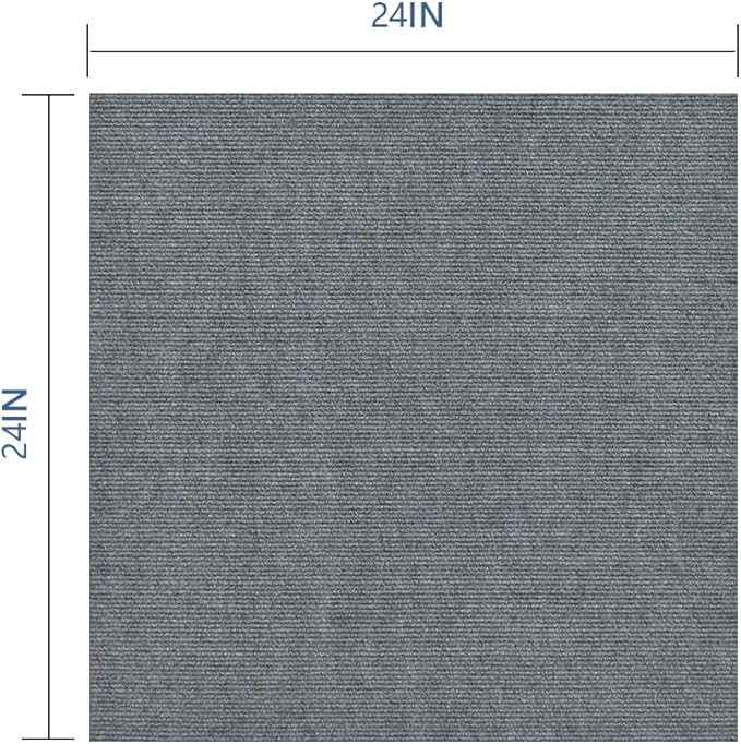 Carpet Tile 24” X 24” Self Adhesive Carpet Floor Tiles Anti-Slip Reusable Carpet Squares Peel and Stick Carpet Floor Tile Easy Install DIY for Bedroom Living Room (11, Dark Grey)