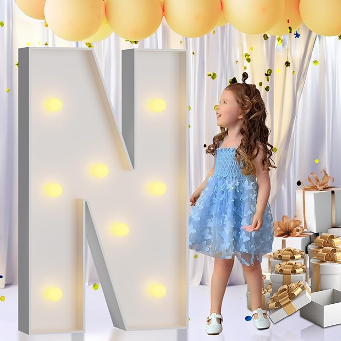 imprsv 3FT Marquee Letters, Mosaic Light Up Letters for Birthday Baby Shower Wedding Engagement Party Backdrop Decor, Large Marquee N for Party Decorations
