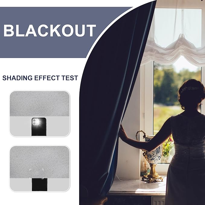 JIUZHEN Silver Grey Curtains for Living Room - Thermal Insulated Blackout Curtains with Tiebacks 2 Panels, Room Darkening Rod Pocket Curtains for Bedroom Office, 52 x 96 Inch Length