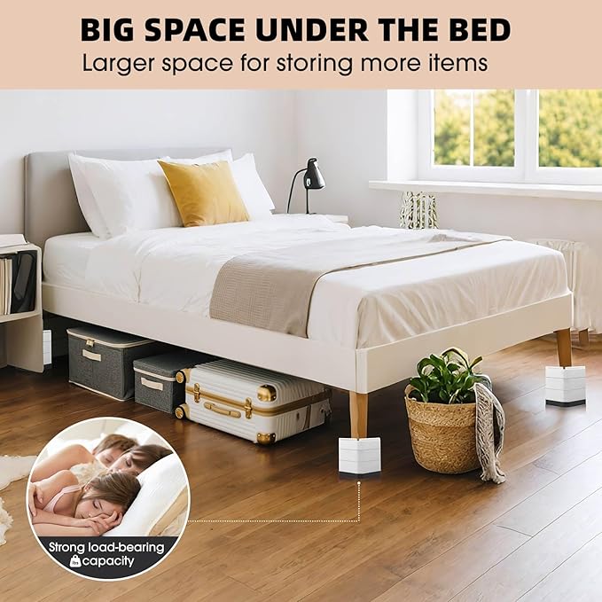 Furniture Risers Bed Risers - Rectangular Adjustable Block Riser for Raising 1.5-3 In. & 4.3 In. Beds, Tables, Sofas, Refrigerators, Washers - Up to 4,000 Pounds (White, One Layers 1.5inches)