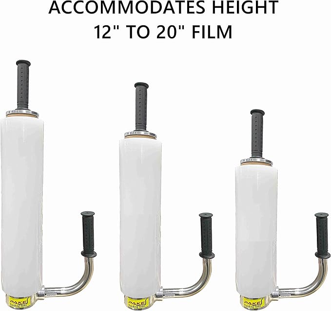 Stretch Film Dispenser Including Film Cutters - Holds 12'' - 20'' Shrink Wrap, Top Quality Stainless Steel, Tough, Durable, Pake Handling Tools (Dispenser Including Film Cutters)