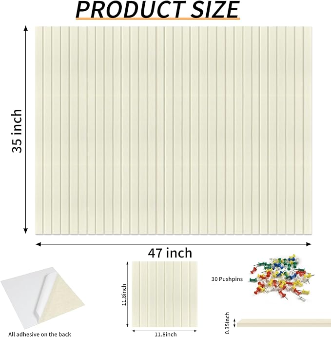 Large Felt Bulletin Board 35x47 Inch, 12pcs Peel and Stick Felt Wall Tiles Modern Push Pin Board for Wall Organization