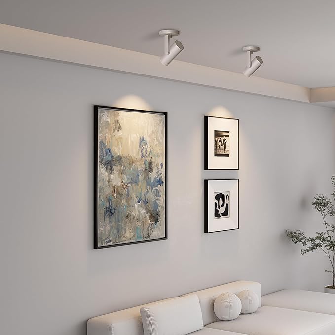 Aisilan White LED Zoomable Ceiling Spotlight 12W Dimmable Adjustable Beam Angle 10-55° Swivelable Angle CRI 97 Matt Aluminum Accent Lamp for Corridor Mural Living Room, Warm White 3000K