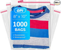 8" X 10" Self Seal Resealable Poly Bags - Case of 1000, Peel & Seal Reclosable Polybags with suffoaction Warning and Adhesive Strip for Packaging & Shipping Clothes, Shirts & More - GPI