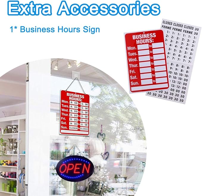 KEBE LED Open Sign, 23" x 14" Large High Visibility Advertisement Board Bright Electric Display Sign Flashing Light for Walls Business Window Bar Shop Hotel