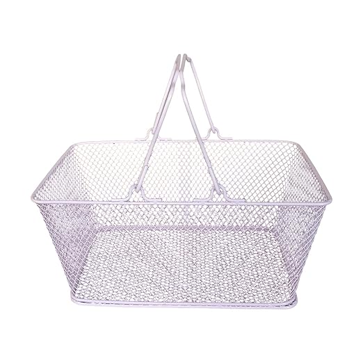 Shopping Basket Wire Portable Multipurpose Vegetables Fruit Storage with Handles for Garden Retail Store Pantry, Pink