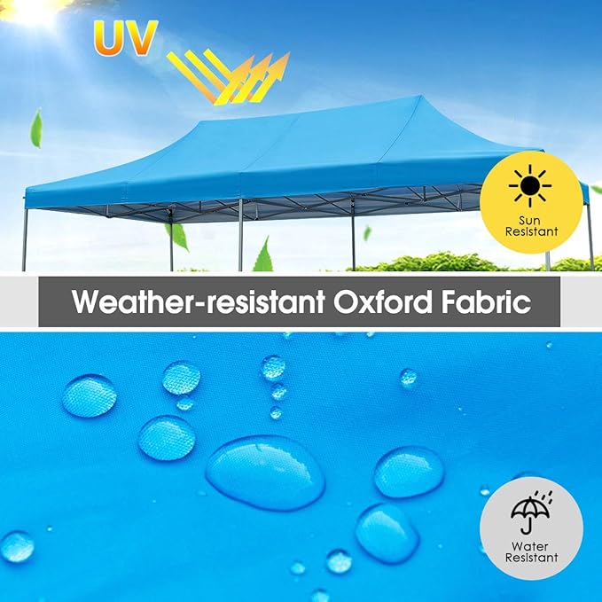 Tangkula 10’ X20’ Carport Tent Pop Up, Commercial Instant Canopy with Tent Peg, Waterproof Wedding Canopy with Wind Rope, Outdoor Shelter Pavilion for Parties Camping, Gazebo with Carry Bag