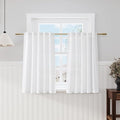Nanspring 48 Inch Linen Curtains, White Light Filtering Curtain Back Tab and Rod Pocket Neutral Modern Farmhouse Coastal Decor Curtains for Living Room Bedroom 34 x 48 Inch, 2 Panels